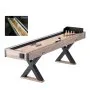 VEVOR Shuffleboardtafel, 9 voet LED-verlichte shuffleboard voor de familiekamer, 2-in-1 shuffleboard- en bowlingcomboset, met krasbestendig speelveld, poten, 8 pucks, bowlingset, was, borstel
