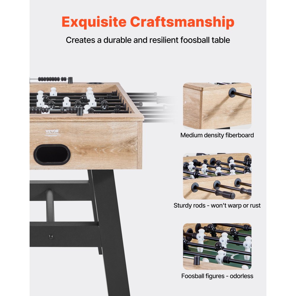 VEVOR Standaardformaat Tafelvoetbaltafel (1400 x 726 x 864 mm), Indoor Tafelvoetbaltafel voor Thuis, Familie en Speelkamer, Duurzame Set, Inclusief 4 Ballen & Scorekeeper & 2 Bekerhouders