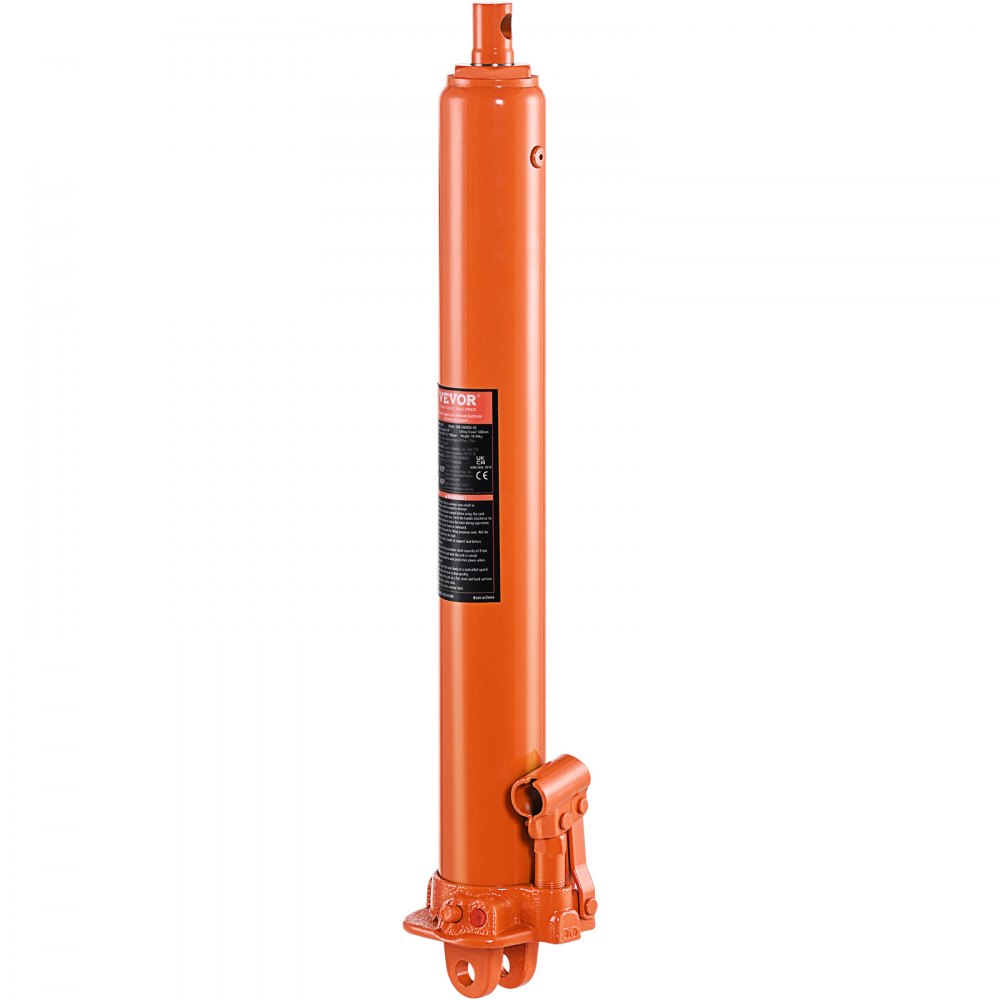 VEVOR hydraulische krik met lange ram, 8t motorhefcilinder met enkele zuigerpomp en vlakke voet, hydraulische autokrik voor motorheftafels, garage-/werkplaatskranen, boerderij, enz.