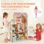 VEVOR Wooden Dollhouse Large Dreamhouse with Furniture 3 Levels for Toddler 3+