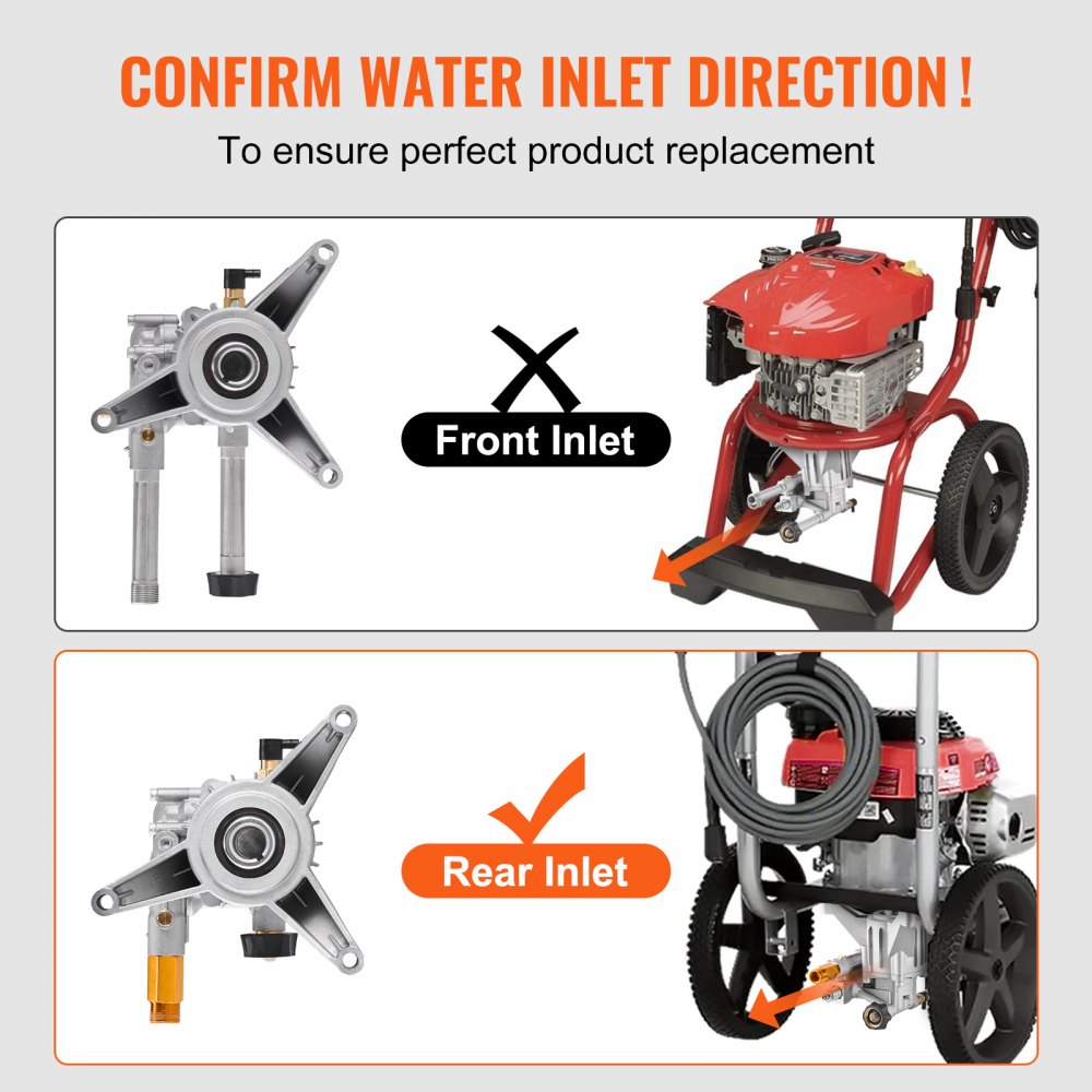 VEVOR hogedrukreinigerpomp, 7/8-inch verticale as, 3300 PSI, 3,0 GPM, vervangende hogedrukreinigerpompset met 5 sproeiers, hardware en sifonbuis, tot 150 uur, vervangende hogedrukreinigerpomp