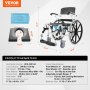 VEVOR Doucherolstoel, 17,5 inch brede aluminiumlegering badkamerrolstoel voor binnendouches, verstelbare doucherolstoel met rem voor gehandicapte volwassenen, draagvermogen van 300 lbs, douche-/toilet-/transportstoel