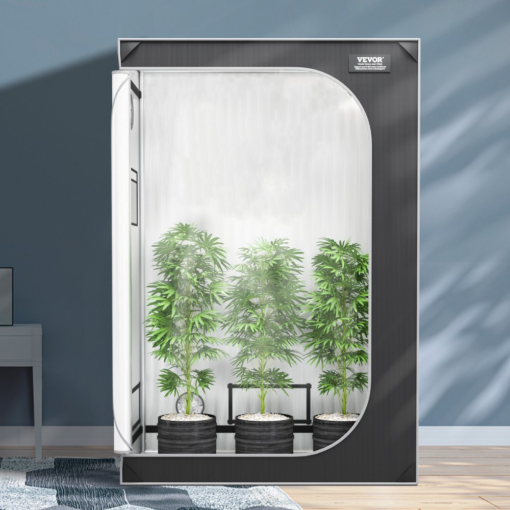 VEVOR 2x4 Grow Tent, 48'' x 24'' x 72'', High Reflective 2000D Mylar Hydroponic Growing Tent with Observation Window, Tool Bag and Floor Tray for Indoor Plants Growing