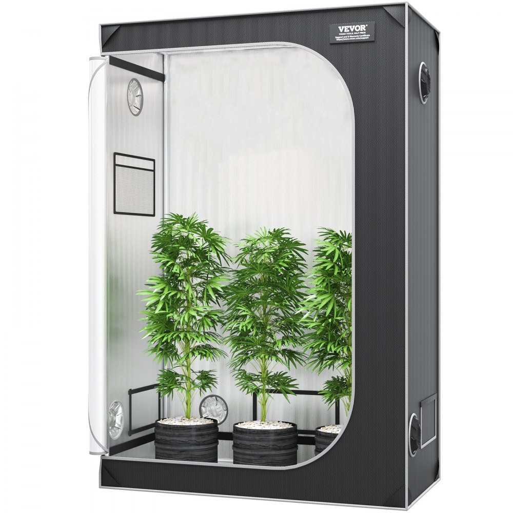 VEVOR 2x4 Grow Tent, 48'' x 24'' x 72'', High Reflective 2000D Mylar Hydroponic Growing Tent with Observation Window, Tool Bag and Floor Tray for Indoor Plants Growing