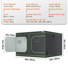VEVOR 10x10 Grow Tent, 120'' x 120'' x 80'', High Reflective 600D Mylar Hydroponic Growing Tent with Observation Window, Tool Bag and Floor Tray for Indoor Plants Growing
