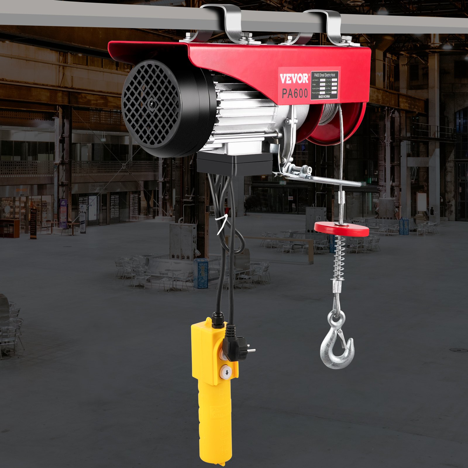 VEVOR 600KG/1320LBS Electric Hoist Scaffold Winch Lifting Crane Pulley ...