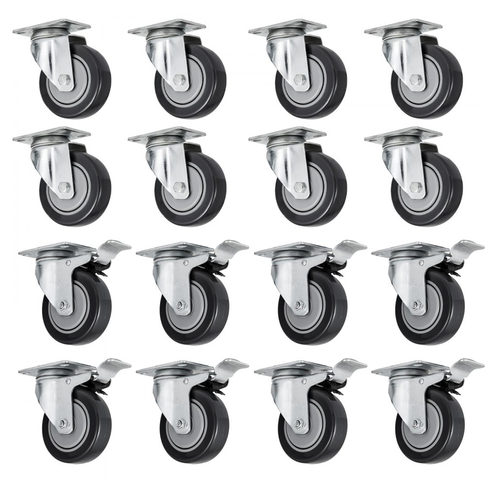 VEVOR 16-pack zwenkwielen met rubberen basis van 4 inch, zwenkwielen