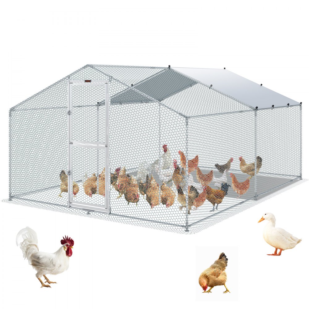 PawHut kippenhok 3x1,7x1,9 m, vrijloophok voor kippen, konijnen, cavia's, planten, van verzinkt staal met slot en waterdicht anti-UV dak, outdoor kippenhok, kleindierenhok, zilver PawHut kippenhok 3x1,7x1,9 m, vrijloophok voor kippen, konijnen, cavia's, planten, van verzinkt staal met slot en waterdicht anti-UV dak, outdoor kippenhok, kleindierenhok, zilver