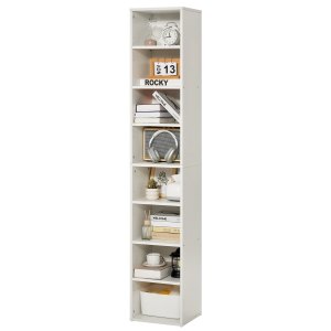 VEVOR Smalle boekenkast met 5 niveaus, open boekenkast van hout met in hoogte verstelbare plank, 134,5 cm, vrijstaand opbergrek voor slaapkamer, woonkamer, kantoor, bruin