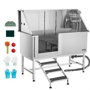Hondenverzorgingsbak, professionele roestvrijstalen hondenbadkuip voor huisdieren, hondenbad, station, wastafel, douche met kraan en accessoires (31 inch Hondenverzorgingsbak, professionele roestvrijstalen hondenbadkuip voor huisdieren, hondenbad, station, wastafel, douche met kraan en accessoires (31 inch