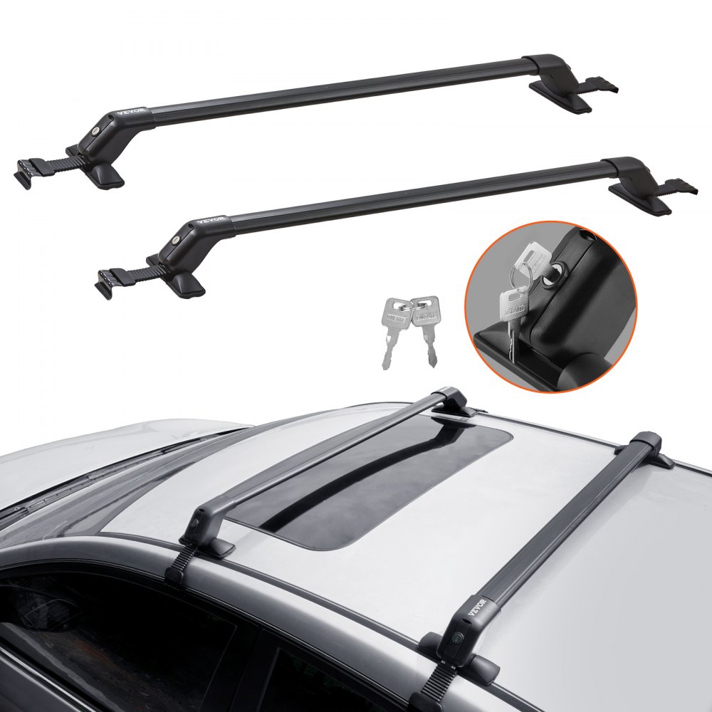 VEVOR Universele dakdwarsbalk, max. 135,8 cm, aluminium autostang, voor zijrails zonder ruimte, verstelbaar met sloten voor SUV, sedan, bestelwagen