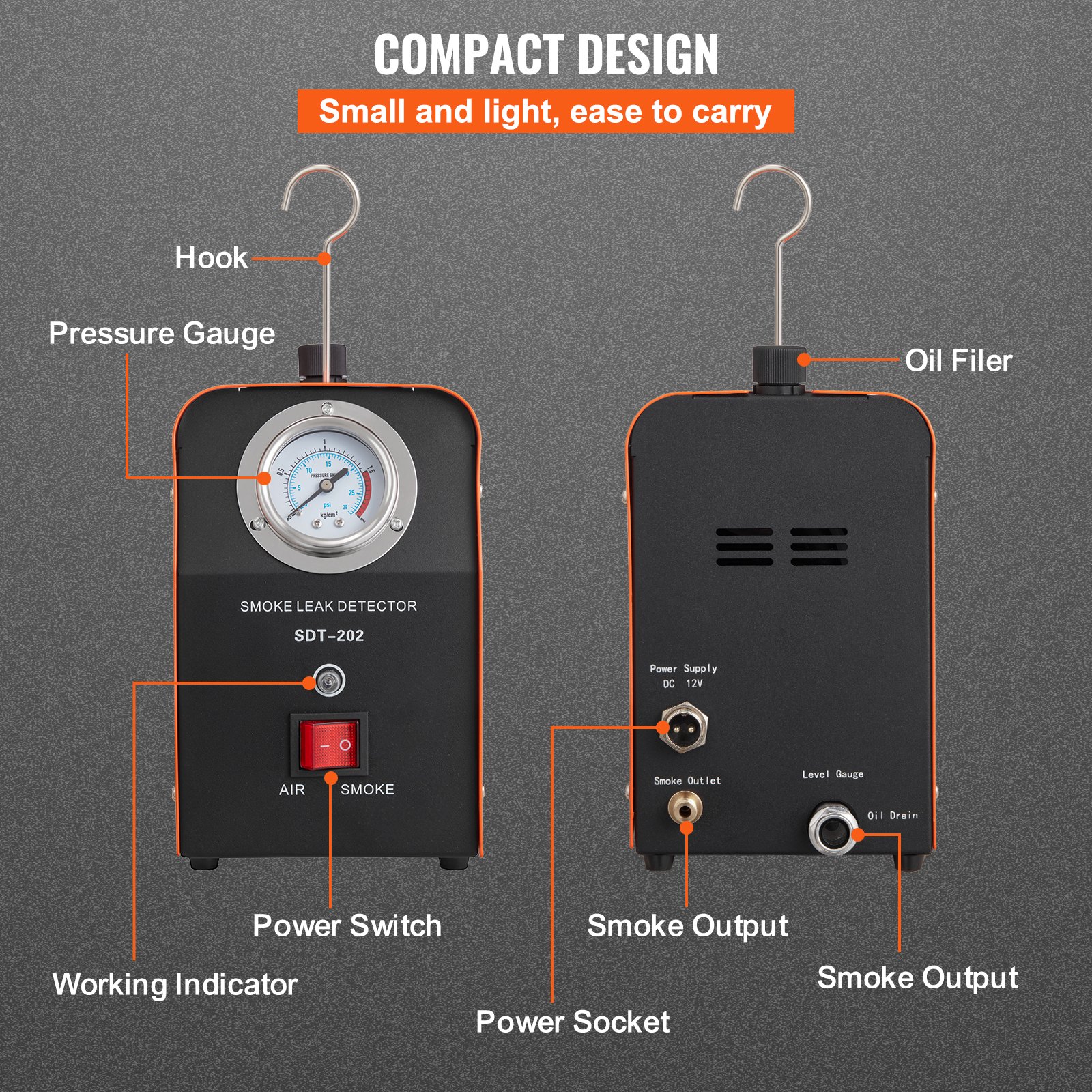 VEVOR Rookmachine Auto 15 psi Rookmachine Lekdetector 15 L/min ...