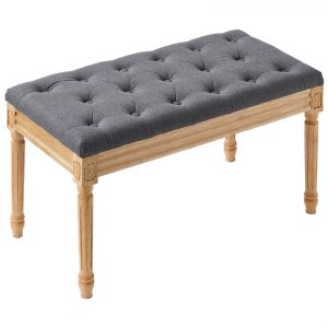 HOMCOM vintage gestoffeerde bank, bedbank met knopen, rubberhout