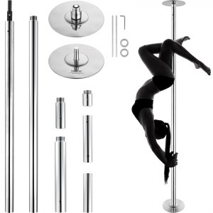 InEout Stripper paal voor thuis stripper paal professionele danspaal voor thuis, draaiende danspaal, stripper paal voor zware vrouwen, draagbare danspaal kit, belastingen 200 kg (kleur: zilver, maat InEout Stripper paal voor thuis stripper paal professionele danspaal voor thuis, draaiende danspaal, stripper paal voor zware vrouwen, draagbare danspaal kit, belastingen 200 kg (kleur: zilver, maat