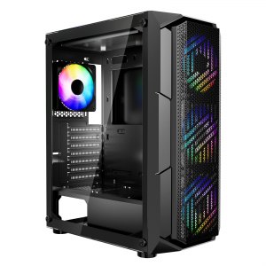 EMPIRE GAMING CM-241 Gaming PC-behuizing – ARGB Mid Tower Met 3 Ventilatoren, Geschikt Voor Micro-ATX/ITX