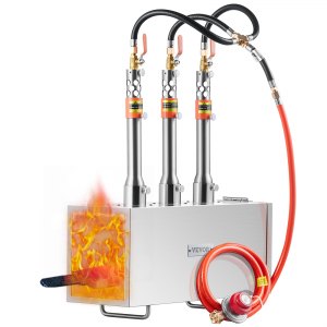 Gas Forge Gassmederij met Brander Twee Deuren Draagbare Propaan Smeedoven Vierkant 3,5L 80000 BTU Smederij Hoefsmeden Messenmaker, Smeedoven Gassmidsvuur Gasoven voor Smeden Metalen Messen Maken | NL