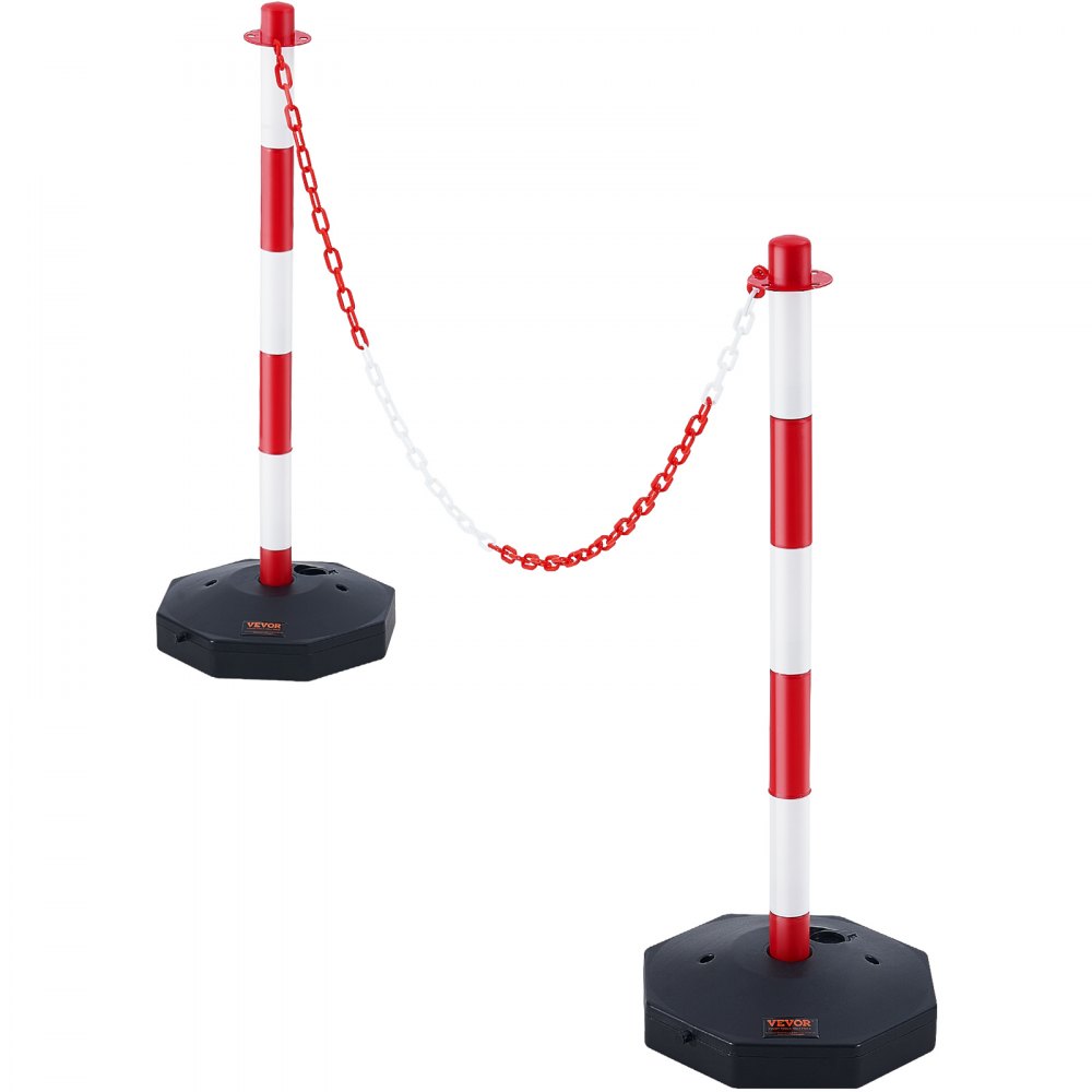 Verkeerskegels Verkeersafzettingspalen 6 stuks 285 x 285 mm Waarschuwingskegels Verkeerskegels Waarschuwingskegels met ketting, afbakeningskegels Wegafzettingspalen Rood & Wit Water- en zandinjectie | NL
