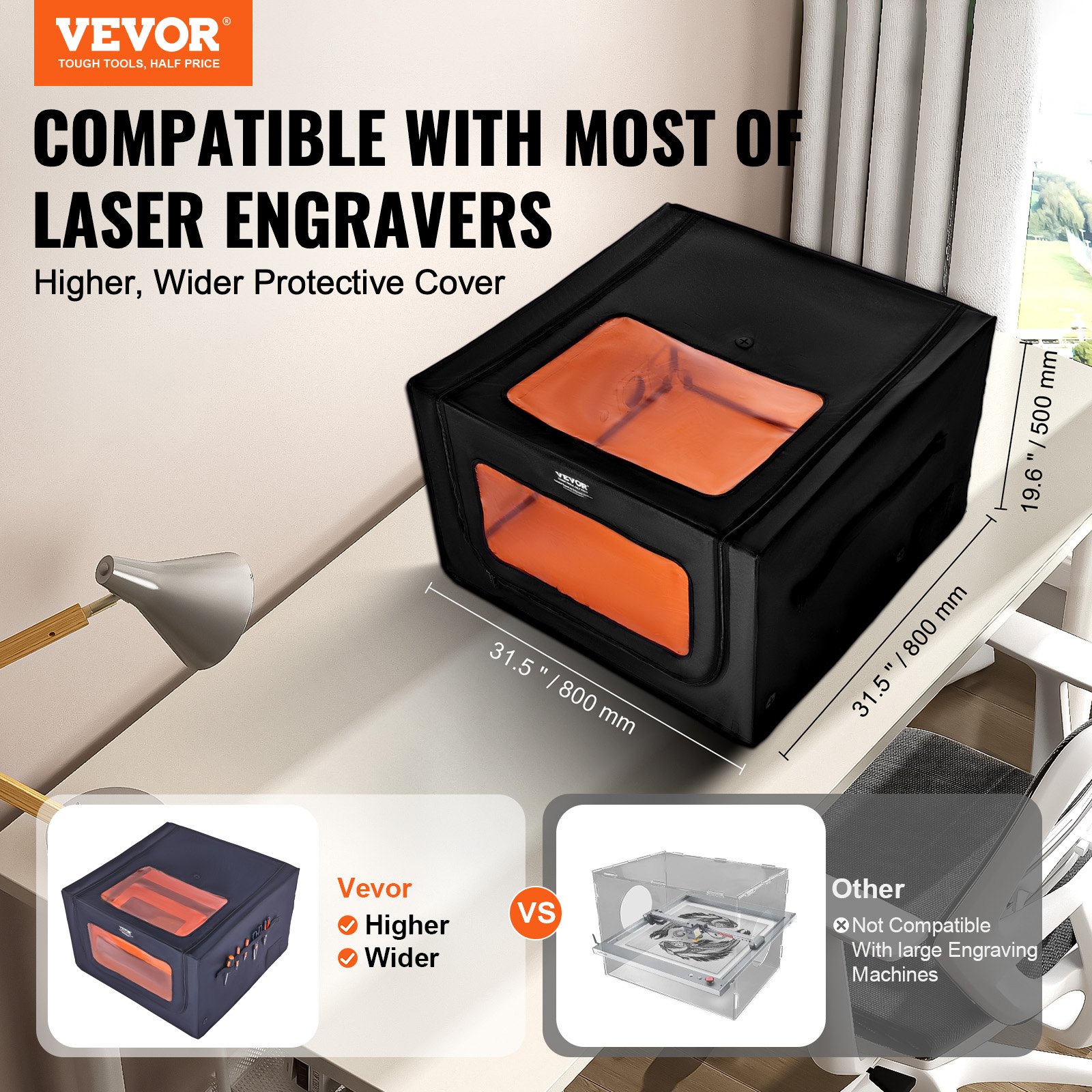 SCULPFUN B1 for S9, S10, S30, Laser Engraving Machines, Housing with Drain Fan, LED Strips, Eye Protection, Laser Housing, Fireproof, Waterproof, Smoke and Odour Proof, 680 x 765 x 380 mm