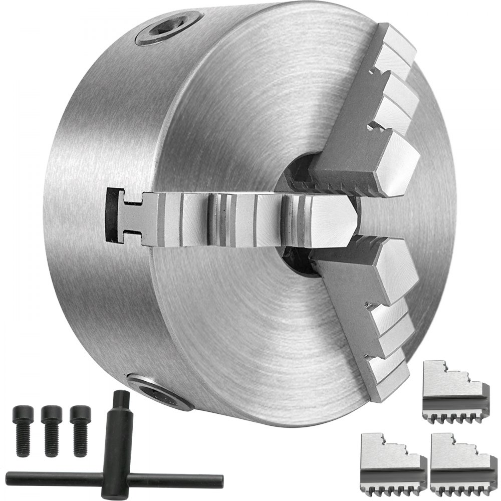 Metalen Werkstuk Geklemd In De Draaibank Chuck Cnc Machine Stockfoto en Metalen Werkstuk Geklemd In De Draaibank Chuck Cnc Machine Stockfoto en