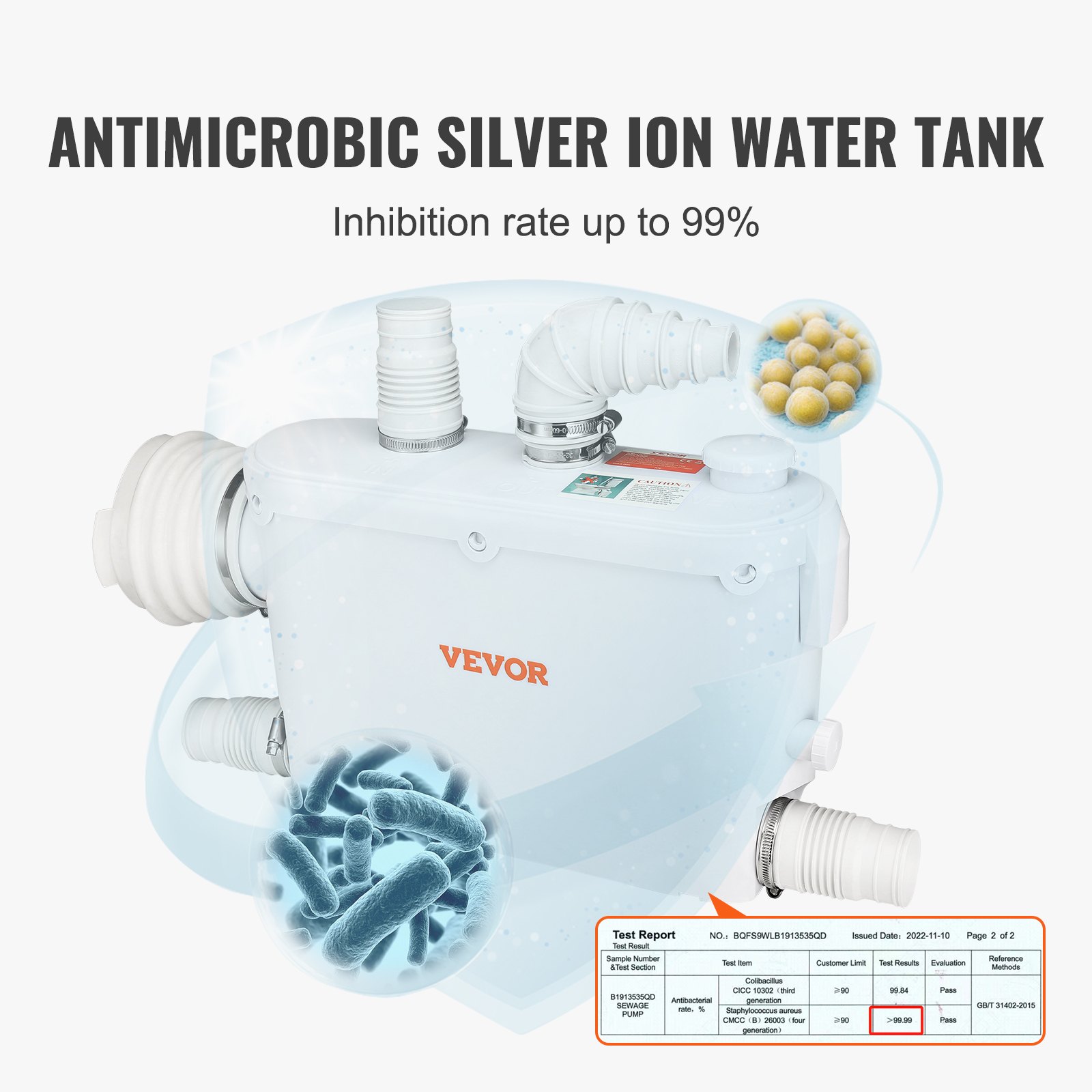 VEVOR Rioollift 500W Rioolpomp 8M Opvoerhoogte Rioolpomp 6600l/u ...
