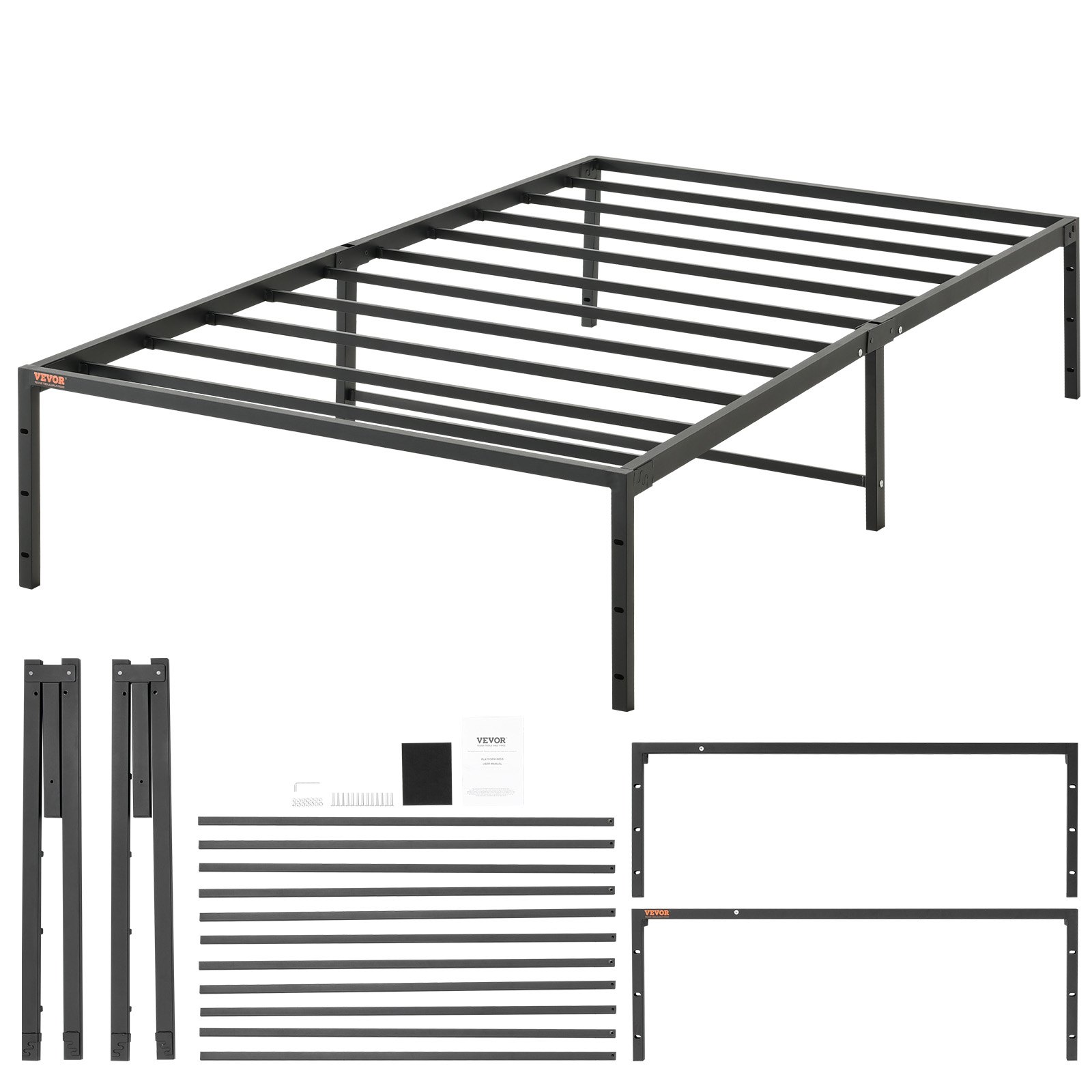 Yaheetech Set van 2 metalen bedframe bedframe met lattenbodem eenpersoonsbed logeerbed 90 x 190 cm/wit