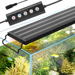 AQQA - Luz de acuario de espectro completo con temporizador, 14 colores