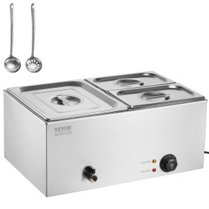 VEVOR Commerciële Voedselverwarmer, Elektrische Stoomtafel met 2 VEVOR Commerciële Voedselverwarmer, Elektrische Stoomtafel met 2