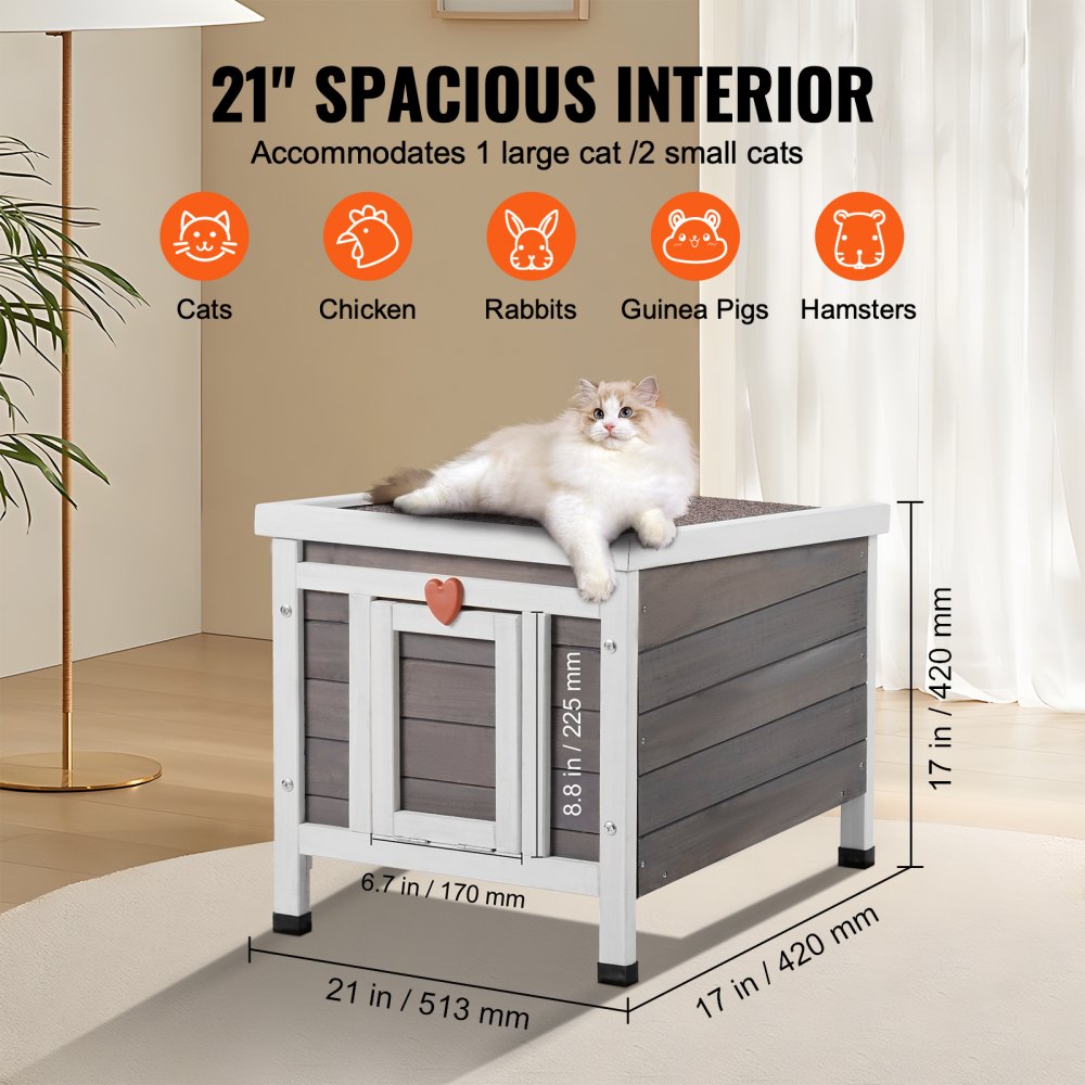VEVOR Buitenkattenhuis, Weerbestendig Wildkattenhuis Voor Meerdere Katten Houten Buitenkattenhuis Met Grote Zijdeur Pvc Deurkleppen Open Dak VEVOR Buitenkattenhuis, Weerbestendig Wildkattenhuis Voor Meerdere Katten Houten Buitenkattenhuis Met Grote Zijdeur Pvc Deurkleppen Open Dak