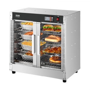 VEVOR Buffetset Voedselverwarmer 4 Liter - Roestvrij Staal Met 4 Halve Pannen, Glazen Deksel & Inklapbare Standaard