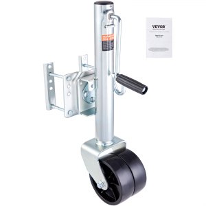 Trailer Jack met wiel, 725 kg trailerondersteuning, draaibare boottrailerkrik PP enkel wiel, 254 mm hefhoogte, aan te bouten reisaanhangwagen met handgreep voor camper, boot, paardentrailer, aanhangwagen | NL