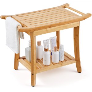 Teak Douchebank - Badkamerbank Met Opbergrek Antislip