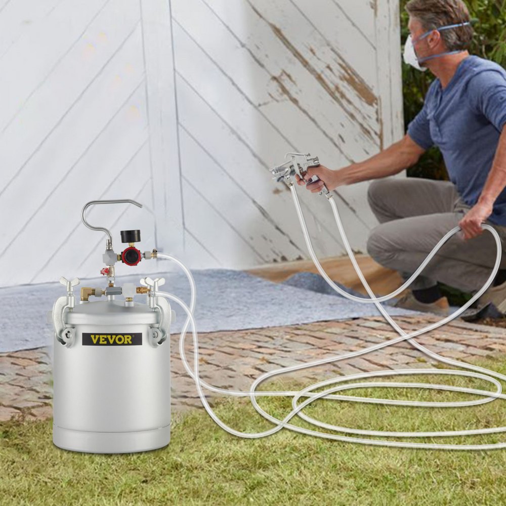 VEVOR Commercial Paint Pressure Tank 2.5 Gallons Pressure Pot Tank 10L Pressure Paint Pot Feed Spray Gun 1.5mm Nozzle Paint Sprayer for 10L Capacity Painting
