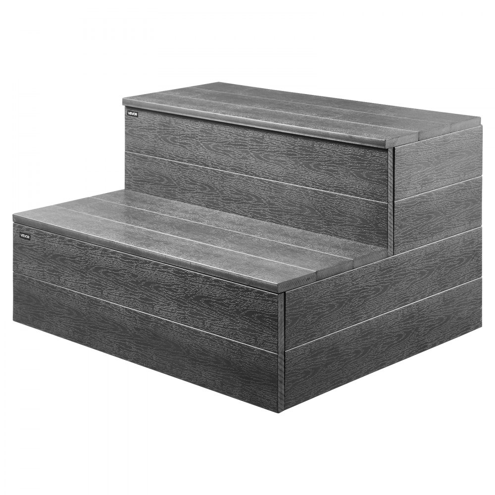 VEVOR Hot Tub Step, 2-Step Spa Outdoor Stairs, Heavy Duty 635 mm Wide HIPS Above-Ground/Inflatable Pool Ladder with 272.2 kg Weight Capacity, Multi-Use for Porch, Patio, Deck, Campers, Graphite Gray