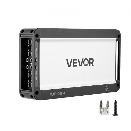 VEVOR Bilstereoforsterker, 4-kanals brokoblingsbar bilforsterker, flerkanals klasse D stereoforsterker, maks. 4 x 500 W ved 4 ohm / 4 x 1000 W ved 2 ohm, høy effekt, for SUV-er, pickup-er og terrengkjøretøy