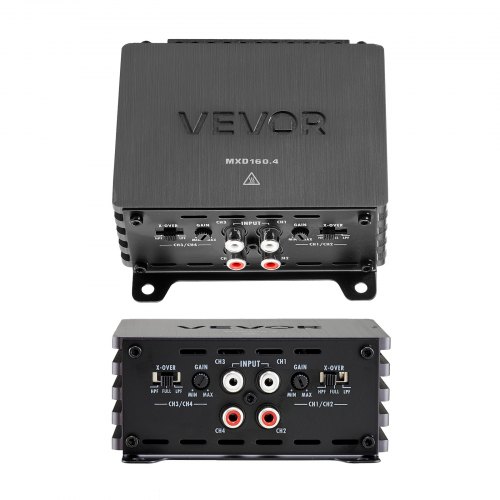 VEVOR Bilstereoforsterker, 4-kanals brokoblingsbar bilforsterker, flerkanals klasse D stereoforsterker, maks. 4 x 110 W ved 4 ohm / 4 x 160 W ved 2 ohm, høy effekt, for SUV-er, pickup-er og terrengkjøretøy