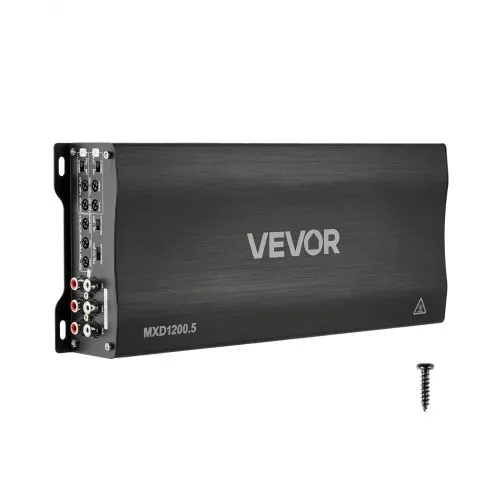 VEVOR Bilstereoforsterker, 5-kanals brokoblingsbar bilforsterker, flerkanals klasse D stereoforsterker, maks. 4 x 100 W ved 4 ohm / 4 x 200 W ved 2 ohm + 1 x 1000 W ved 2 ohm / 1 x 500 W ved 4 ohm, for kjøretøy