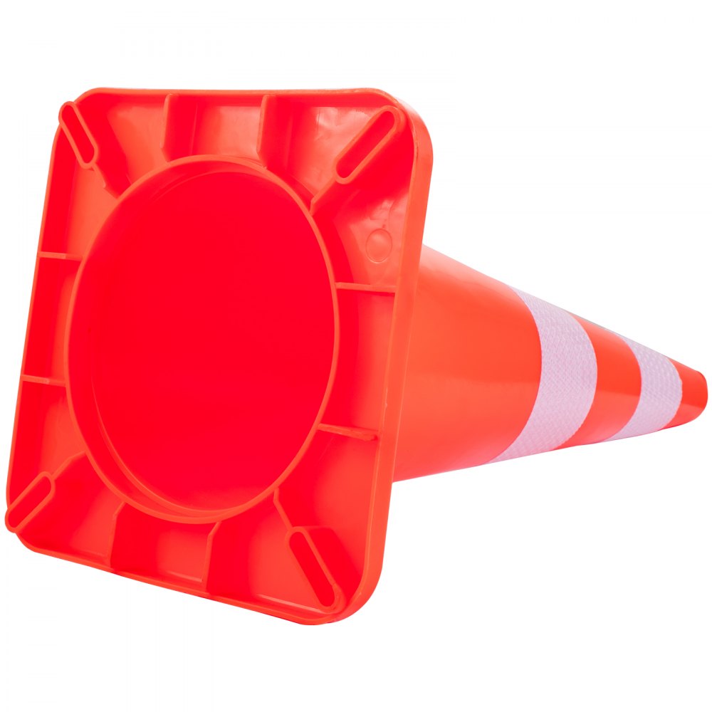 VEVOR sikkerhetskjegler, 73 cm høye, 12 stk. oransje PVC-trafikkjegle med 2 reflekterende krager og vektbase, brukes til trafikkontroll, innkjørselparkering og skoleforbedring
