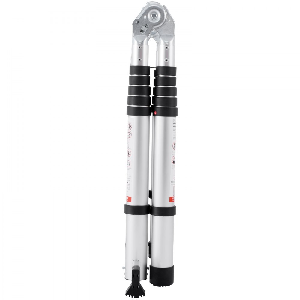 VEVOR Telescoping Ladder, 12.5FT A-Shape Aluminum Extension Ladder Lightweight, Multi-button Retraction Collapsible Ladder, 375 LBS Capacity w/ Stabilizer Bar, Multi-Purpose Ladders for RV, Camper