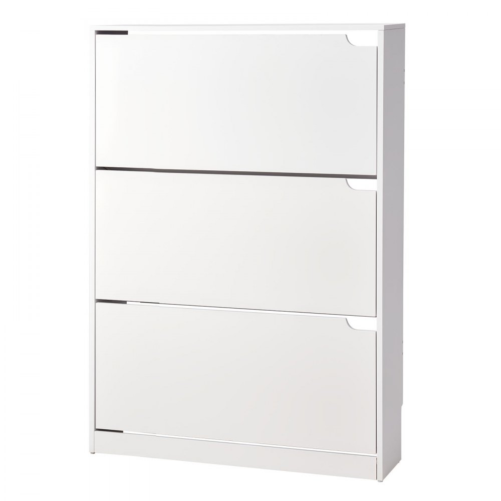 VEVOR skoskap med 3 skuffer, moderne skoskap med veltesikring, frittstående skohylle, ideell for entré, gang, soverom, stue, garderobe, hvit