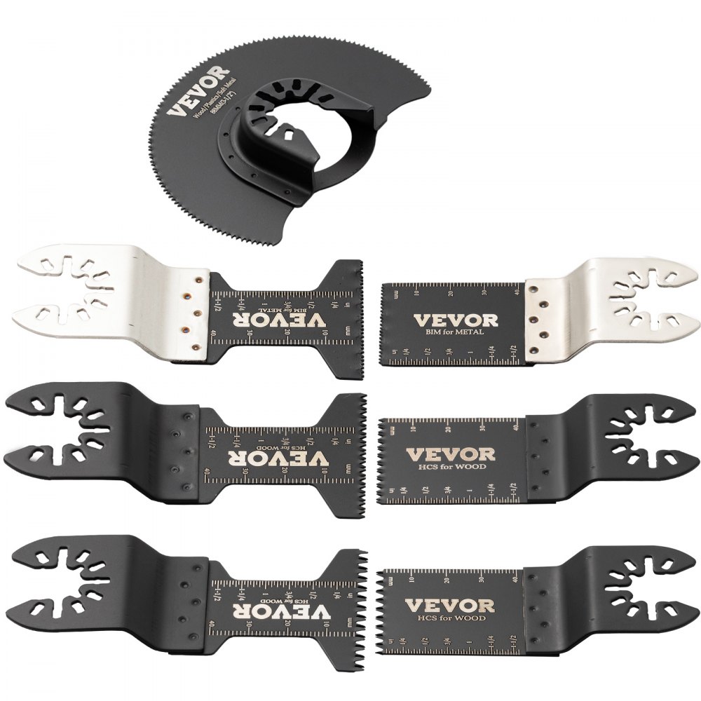 VEVOR 50 deler oscillerende sagblad, hurtigutløsende multiverktøybladsett, HCS verktøyblad for tre, plast, metall, spiker, bolter, kompatibel med Dewalt, Dremel, Fein, Worx, Bosch, Makita, Milwaukee