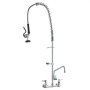 VEVOR Commercial Faucet with Pre-Rinse Sprayer, 44" Height, 8" Center, 12" Swing Spout, Wall Mount Kitchen Sink Faucet, Brass Constructed Device with Pull Down Spray, for 1/2/3 Compartment Sink