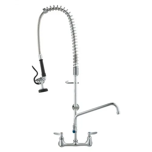 VEVOR kommersiell kran med forvaskspray, 91,4 cm høyde, 20,3 cm senter, 30,5 cm svingtut, veggmontert kjøkkenkran, messingkonstruksjon med nedtrekkbar spray, for 1/2/3-roms vask