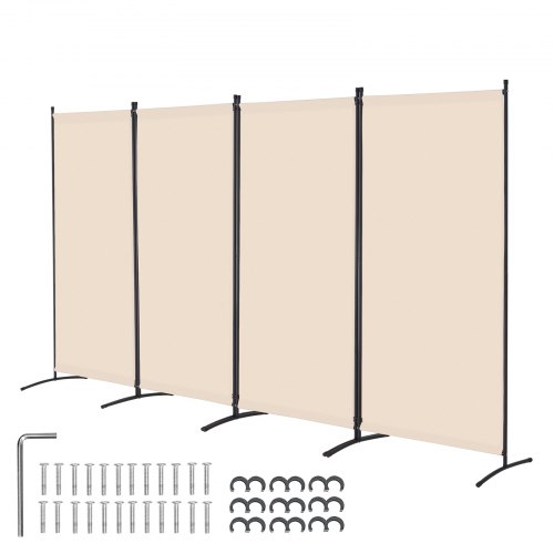 VEVOR romdeler, 4 paneler romdeler, sammenleggbar skjerm og bærbar skillevegg for romseparasjon, frittstående romskillevegger for kontor, soverom, arbeidsrom, beige