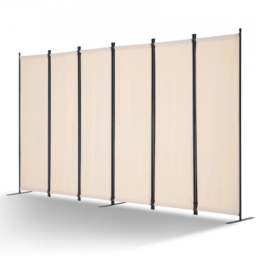 VEVOR romdeler, 6 paneler romdeler, sammenleggbar skjerm og bærbar skillevegg for romseparasjon, frittstående romskillevegger for kontor, soverom, arbeidsrom, beige