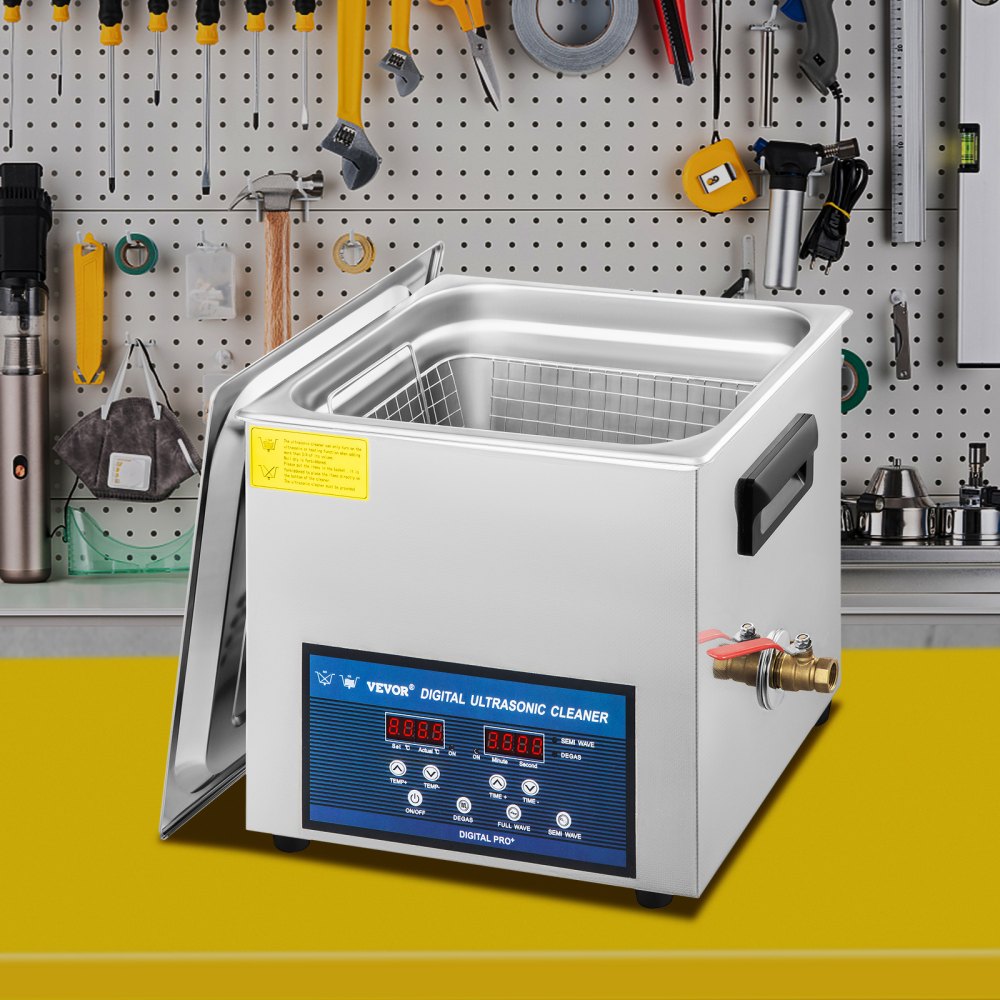 VEVOR 10L ultralydrenser dobbelfrekvens ultralydrensemaskin med varmeapparat smykkerenser for deler smykker briller ring protese plate kretskort 28/40KHz