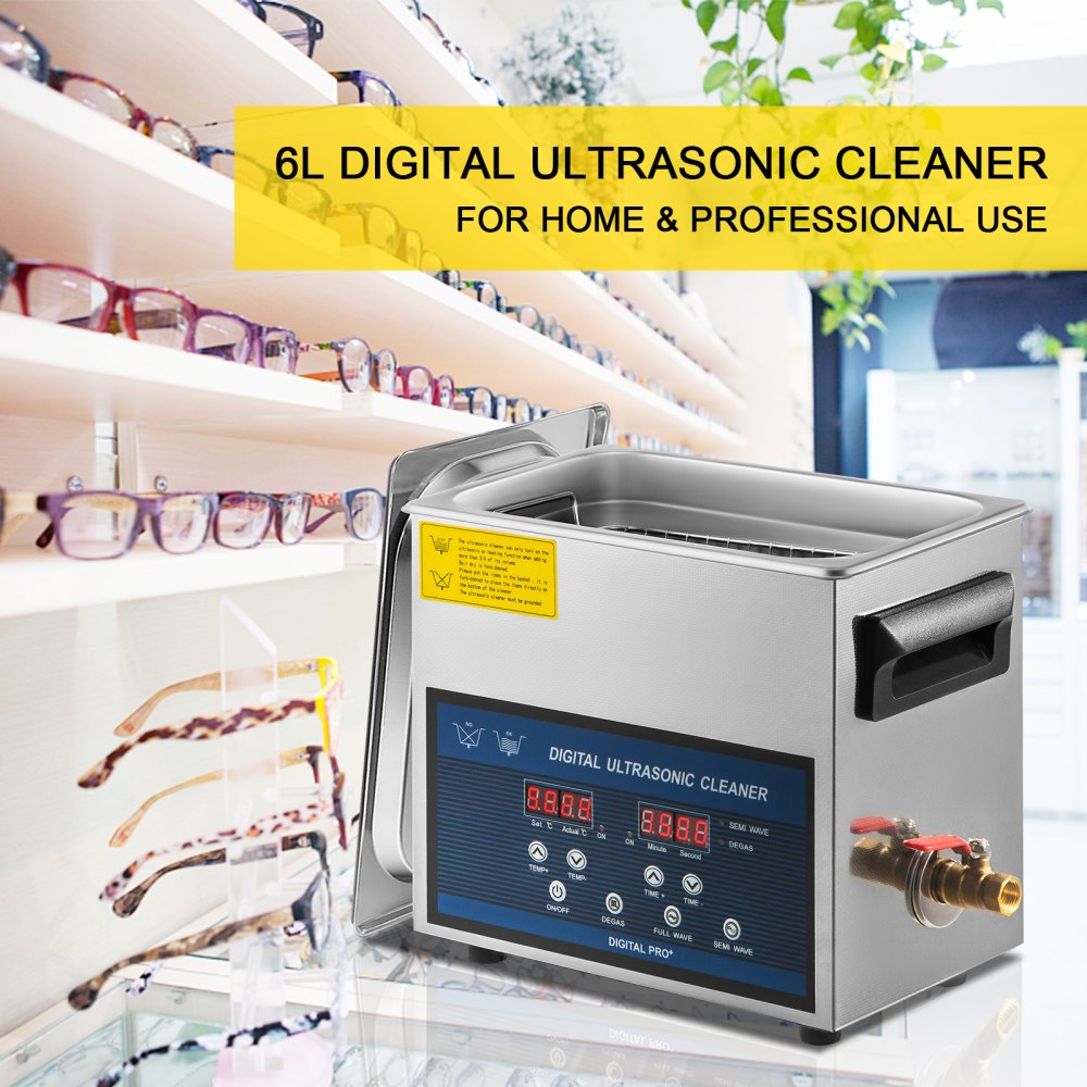 VEVOR 6L ultralydrenser dobbelfrekvens ultralydrensemaskin med varmeapparat smykkerenser for deler smykker briller ring protese plate kretskort 28/40KHz