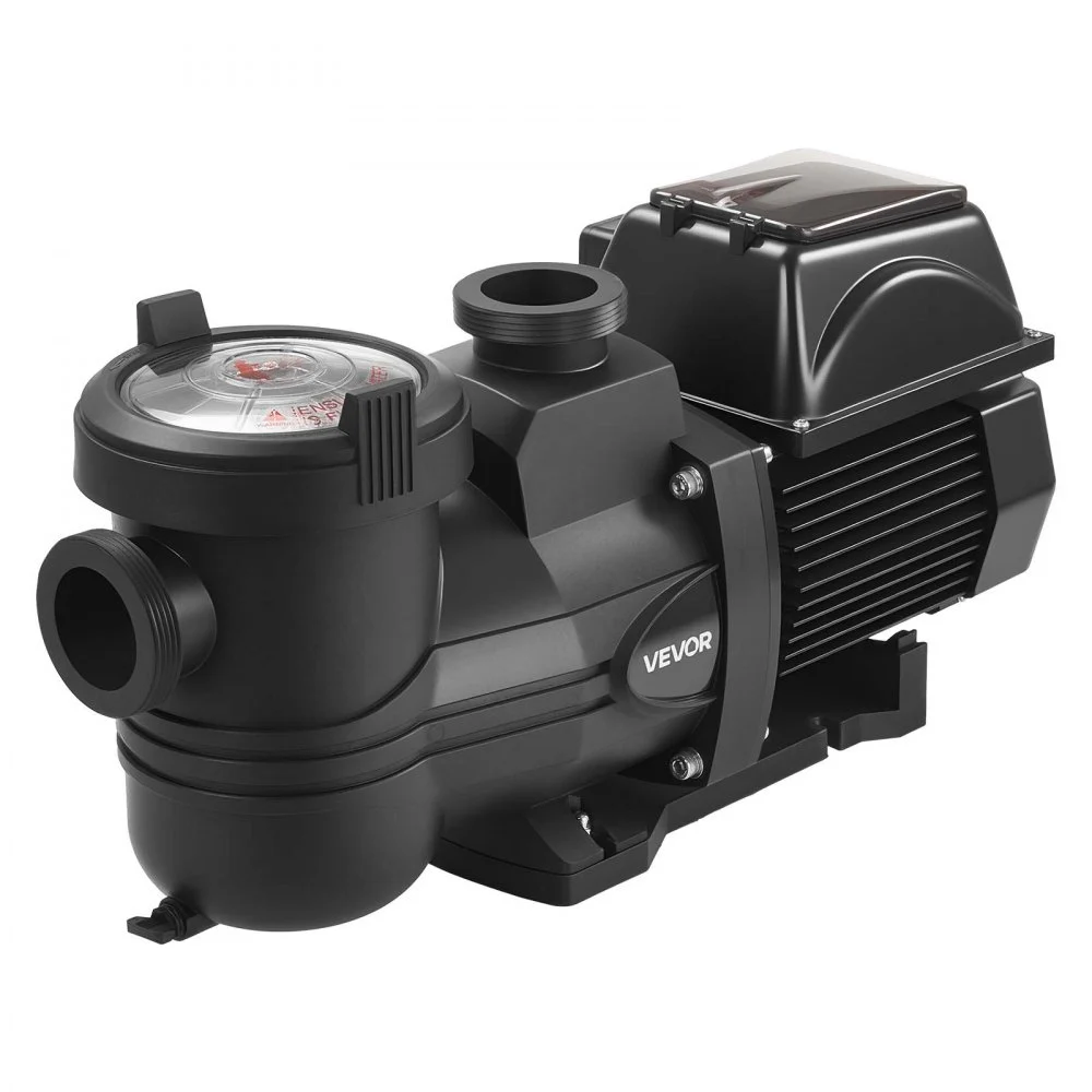 VEVOR bassengpumpe med variabel hastighet, 1650 W, AC 220–240 V, 33 000 l/t, bassengpumpe for inn- og overjordisk bruk med filterkurv, kraftig selvsugende, programmerbar timer, for nedgravde og overjordiske svømmebassenger