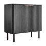 VEVOR Coffee Bar Cabinet, Mid Century Fluted Coffee Bar Table with 2-Tier Storage, Buffet Stand Cabinet with Barn Door, Sideboard Buffet Station for Living Room, Entryway, 80 x 37.5 x 80 cm, Black