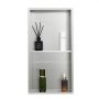 VEVOR Shower Niche, 33.0 x 63.5 x 10.2 cm Recessed Wall Niche Double-layer, with Hollowed-out Divider, Heavy-duty Stainless Steel Modern Shampoo Storage Organizer, Waterproof, Silver for Bathroom