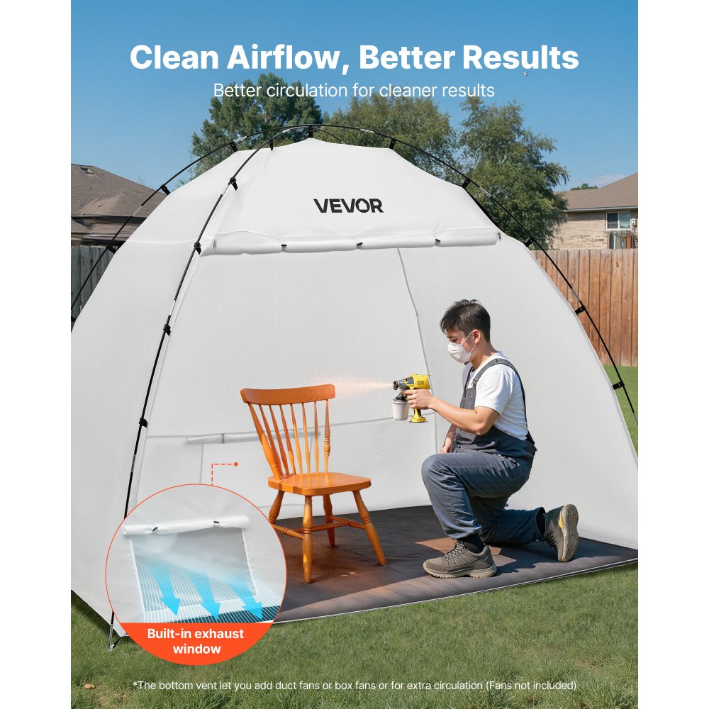VEVOR Portable Paint Booth Tent, 2330 x 1720 x 1900mm Painting Tent Station, Spray Shelter with Built-in Floor & Mesh Screen, Large Space, Oxford Spray Painting Tents for Cupboard, Chairs, Tables